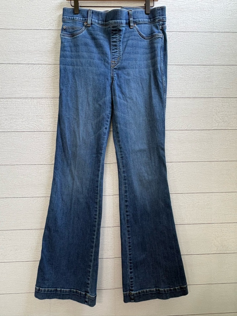 SPANX High Rise Flare Jeans Pull On Shaping Denim Vintage Indigo XL - Picture 8 of 16